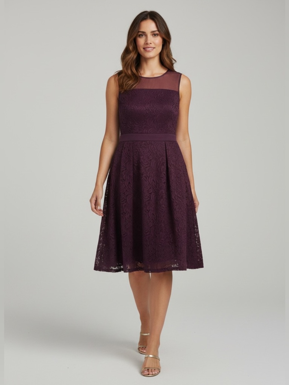 Darling London Claris Skater Damson Sleeveless Midi Dress Sheer Top 8 Whimsigoth